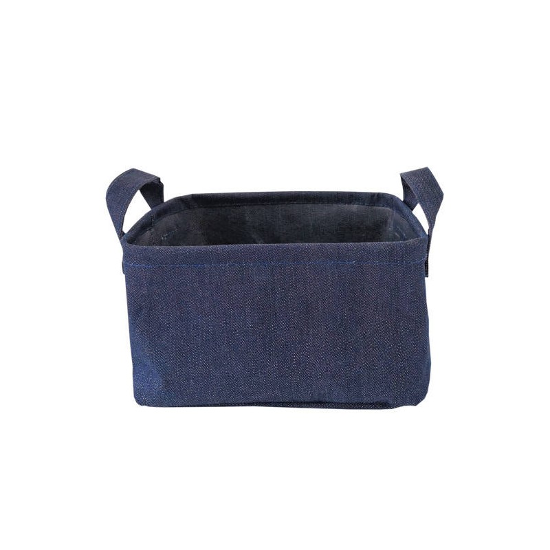 CESTELLO COTONE BLU C/MANIGLIE 20x16x13cm COT02483