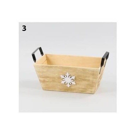CASSETTA LEGNO C/FIOCCO DI NEVE E MANICI 43x23x20cm