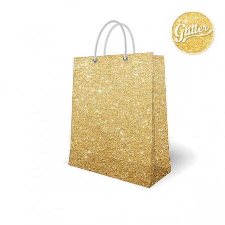 SHOPPER GLITTER ORO 16+8x19