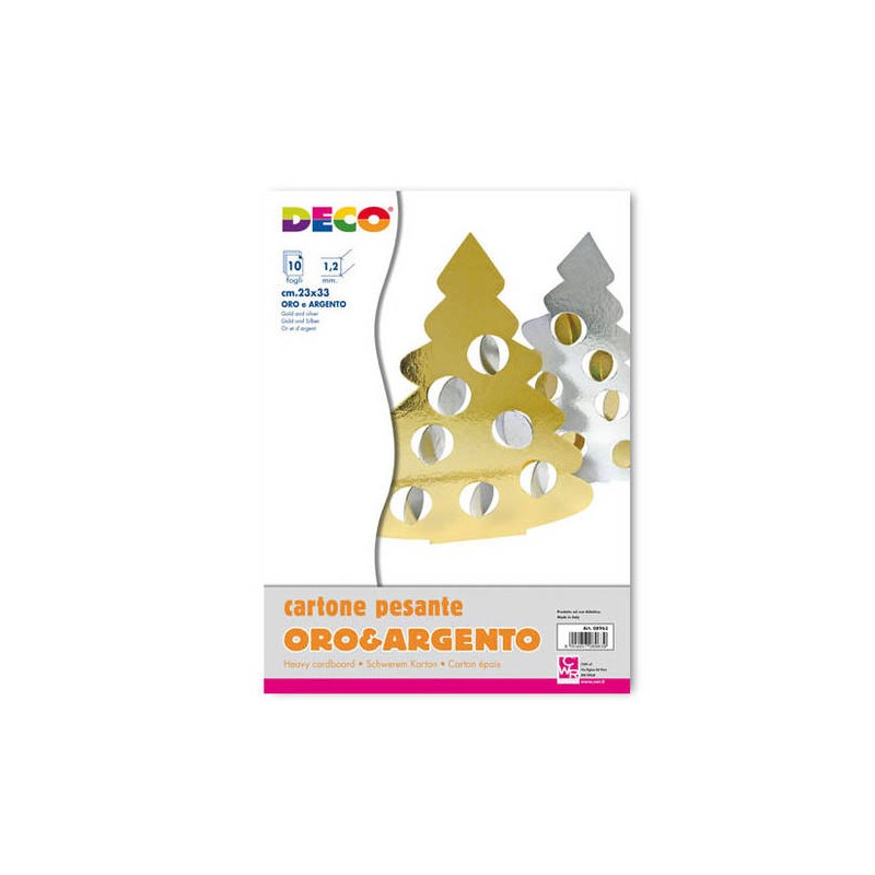 CARTONE PESANTE ORO/ARGENTO SPESSORE 1,2mm 23x33cm 10 FOGLI
