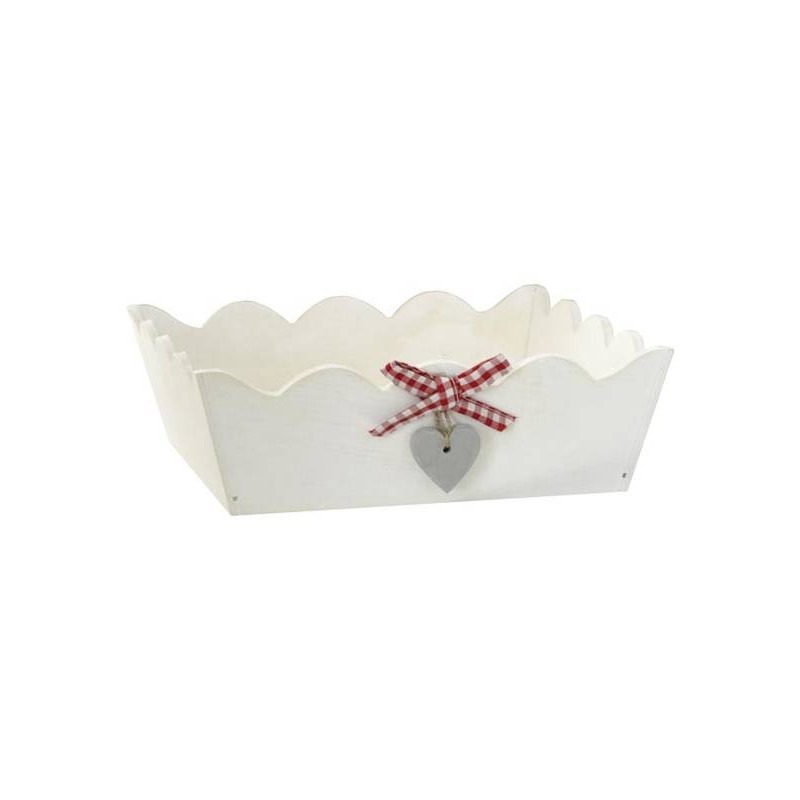 CASSETTA LEGNO BIANCA CUORE E NASTRO 20x20x8cm CASL2441
