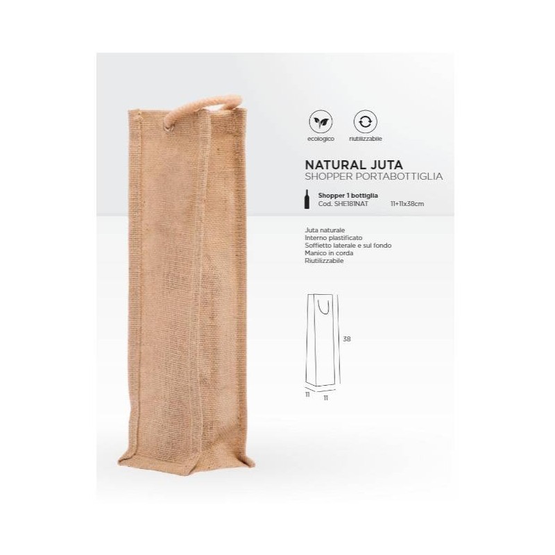 BORSA JUTA 11+11x38cm NATURALE