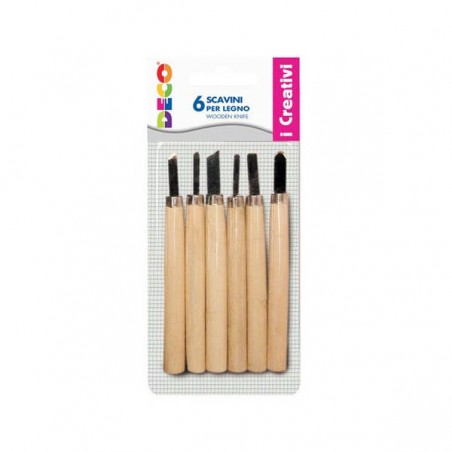 SCAVINI IN LEGNO ASS.TI 13,5cm 6pz