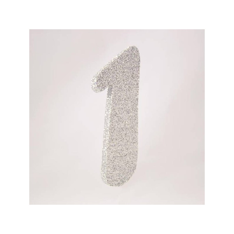 NUMERO POLISTIROLO GLITTER mm120x90 1 ARGENTO