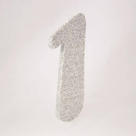 NUMERO POLISTIROLO GLITTER mm120x90 1 ARGENTO