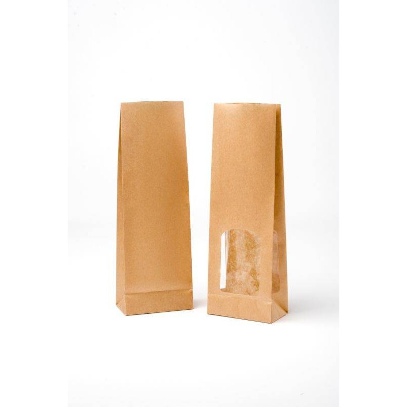 SACCHETTO B/QUADRA KRAFT AVANA ANTIGRASSO C/FINESTRE 12+7x37cm 50pz