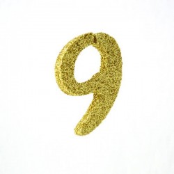 NUMERO POLISTIROLO FANTASY GLITTER ORO 7cm 9