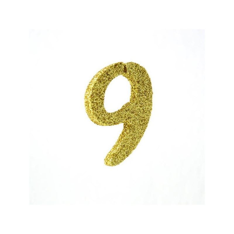 NUMERO POLISTIROLO FANTASY GLITTER ORO 7cm 9