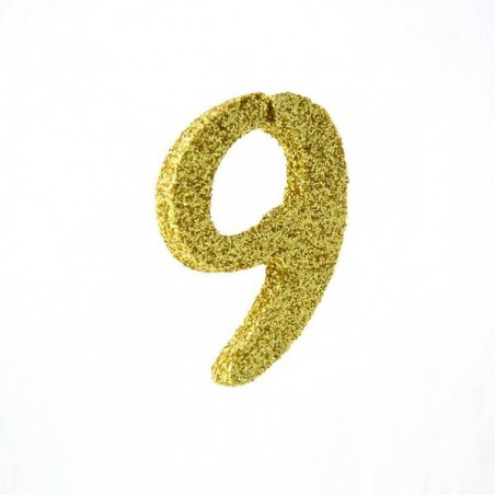 NUMERO POLISTIROLO FANTASY GLITTER ORO 7cm 9