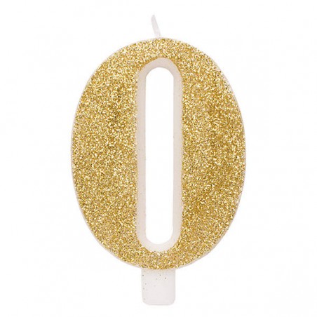 CANDELINA NUMERO 0 GLITTER ORO 9,5cm
