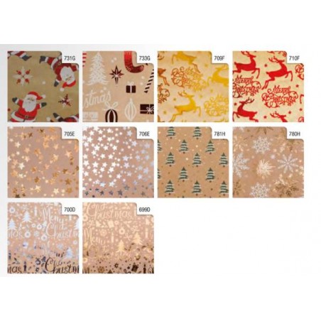 CARTA REGALO ROTOLO METAL KRAFT 0,7x2mt NATALIZIA ASS.TA