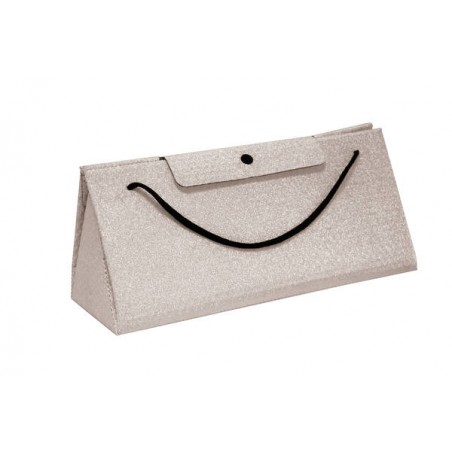 BORSA PLURIBOL TRIANGOLARE 32x13x16cm GLITTER ARGENTO