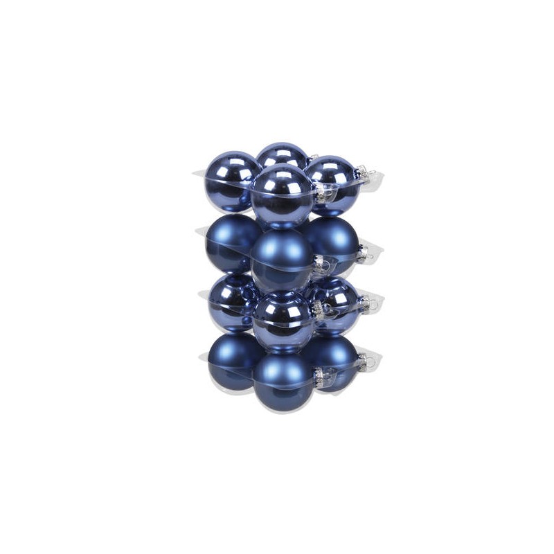 PALLINE VETRO ø57mm BLU MIX 16pz