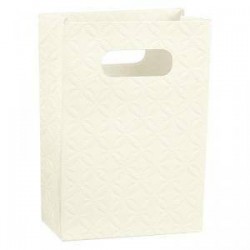 SHOPPER FAGIOLO CARTA MATELASSE' BIANCO 35+13x43cm 10pz
