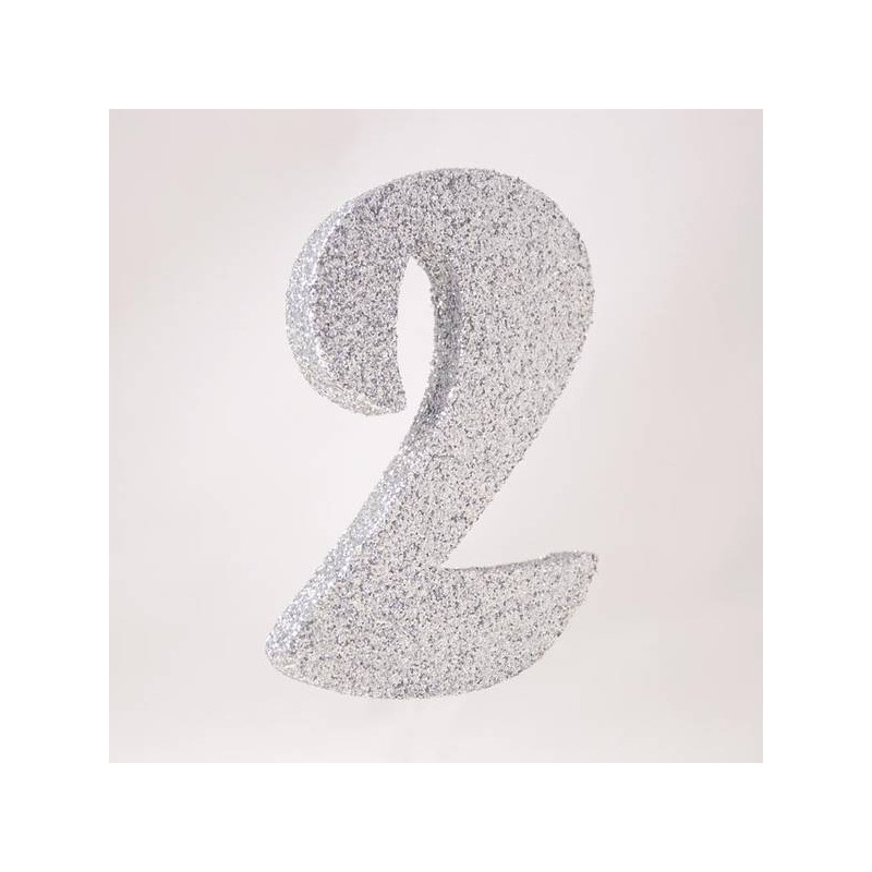 NUMERO POLISTIROLO GLITTER mm120x90 2 ARGENTO