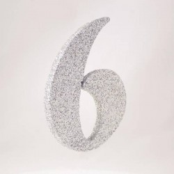 NUMERO POLISTIROLO GLITTER mm120x90 6 ARGENTO