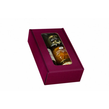 CANTINETTA 2 BOTTIGLIE ONDA BORDEAUX C/FINESTRA 20x33,5x9cm