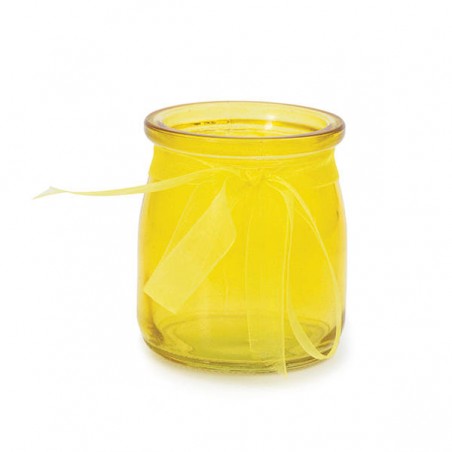 VASETTO VETRO COLOR C/ORGANZA 7,5x6,5cm GIALLO