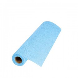 RUNNER TNT STAMPATO A RILIEVO FLORAL 40x5MT CELESTE