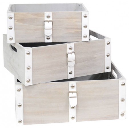 CASSETTA LEGNO EPL+BORCHIE GRIGIA 33x23x13cm 2/3 CASL2644