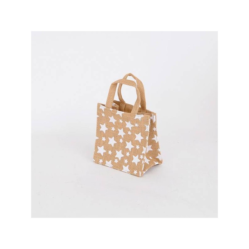 BORSA JUTA STELLINE 20+10x20cm BIANCO