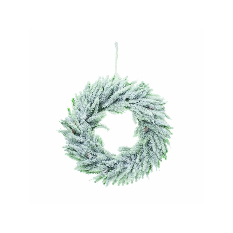 GHIRLANDA CONIFERA INNEVATA CON PIGNE ø40cm