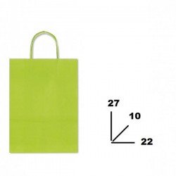 BORSA CARTA COLOR MIS.22+10x27cm VERDE LIMONE 764