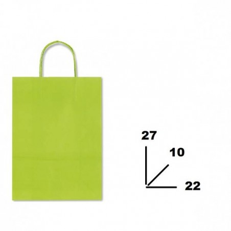 BORSA CARTA COLOR MIS.22+10x27cm VERDE LIMONE 764