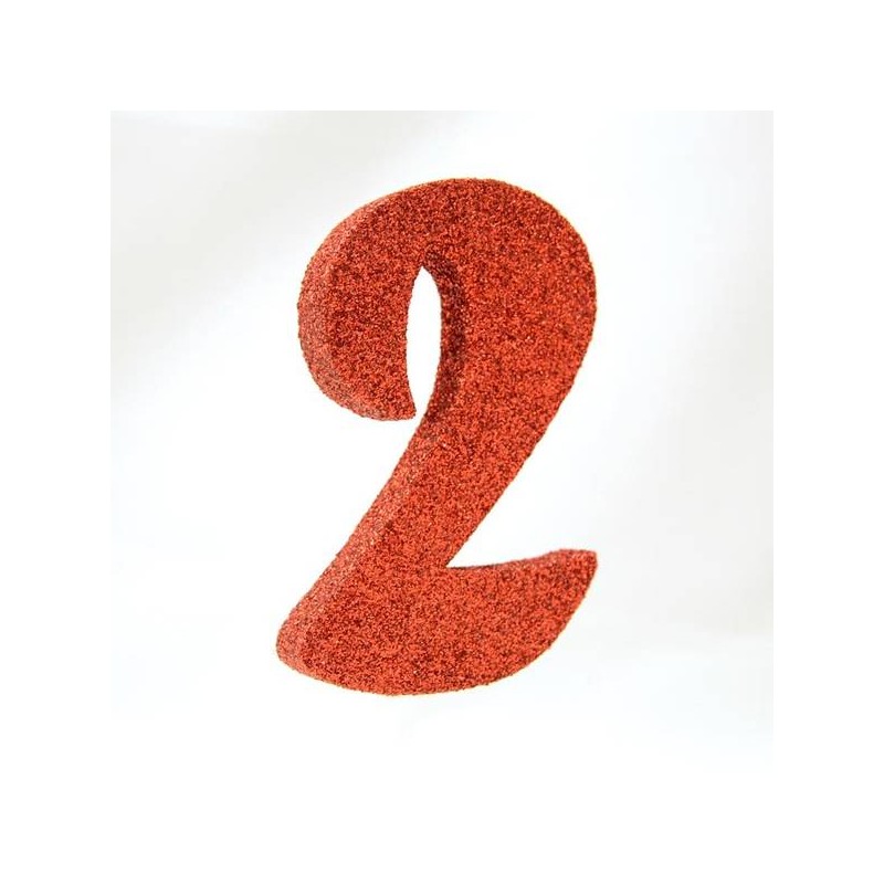 NUMERO POLISTIROLO GLITTER mm120x90 2 ROSSO