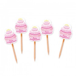 PICKS SAGOMATI IL MIO BUON COMPLEANNO CAKE ROSA 25pz