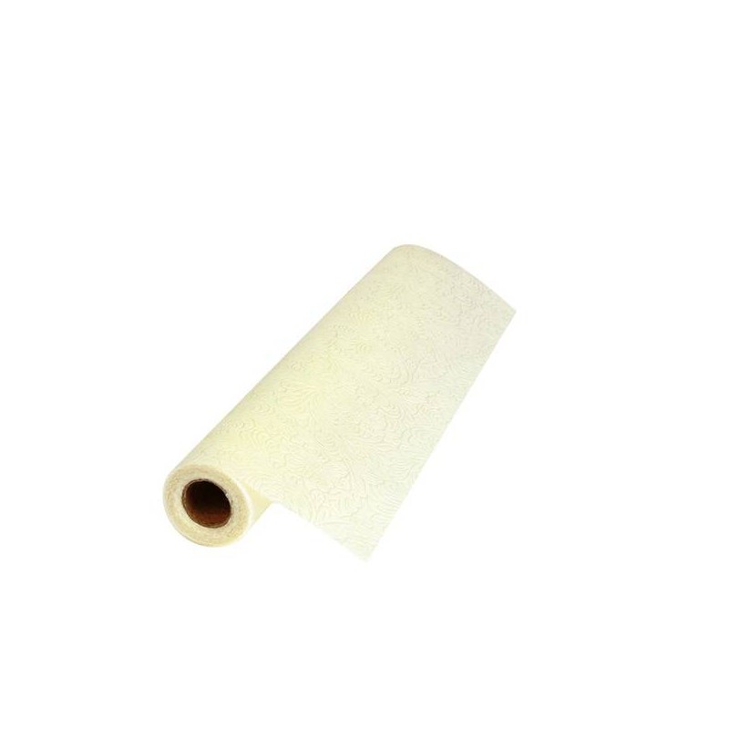 RUNNER TNT STAMPATO A RILIEVO FLORAL 40x5mt AVORIO