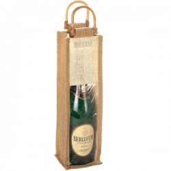 BORSA JUTA NATURALE 1 BOTTIGLIA C/FIN 10,5x10,5x39cm M/BAMBOO