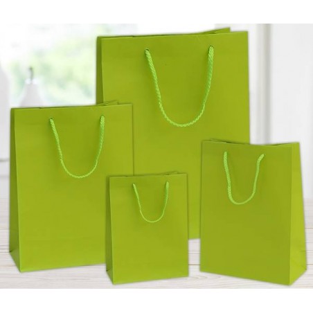 SHOPPER IN CARTA PLASTIFICATA OPACA 27x12x37cm VERDE CHIARO