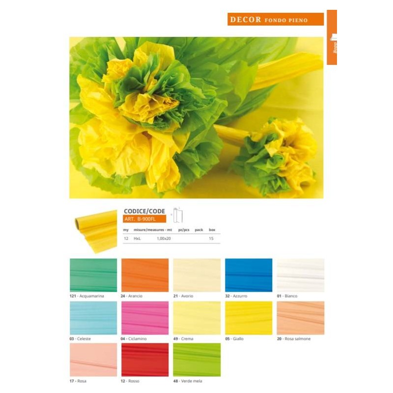 BOBINA DECOR HD FONDO PIENO 2LATI H.100x20mt ARANCIONE 24