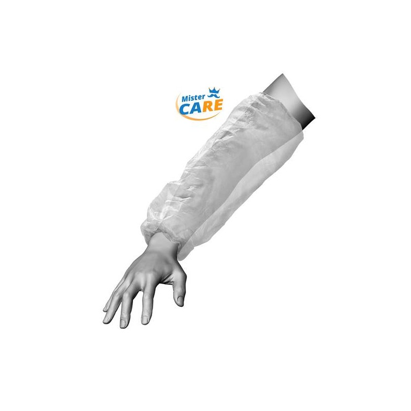 Mr.Care - MANICOTTO PP C/ELASTICI CUCITI 30gr/mq BIANCO 100pz