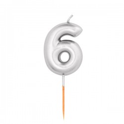 CANDELINA NUMERO 6 METAL ARGENTO 8cm