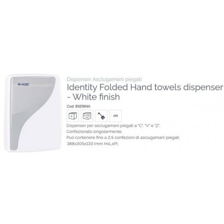 DISPENSER ASCIUGAMANI PIEGATI LUCART IDENTITY 892984A WHITE