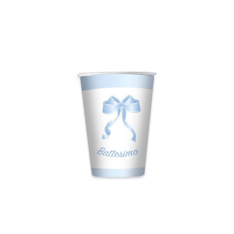 BICCHIERI 200cc BATTESIMO CELESTE 8pz
