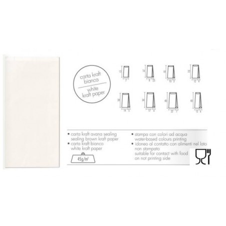 BUSTE REGALO CARTA SEALING BIANCA 10+3x18cm 100pz PER ALIMENTI
