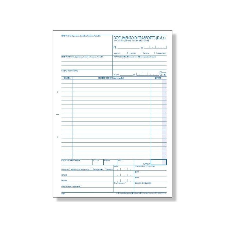 DOCUMENTO DI TRASPORTO A4 3 COPIE 50fg 271.3 BM