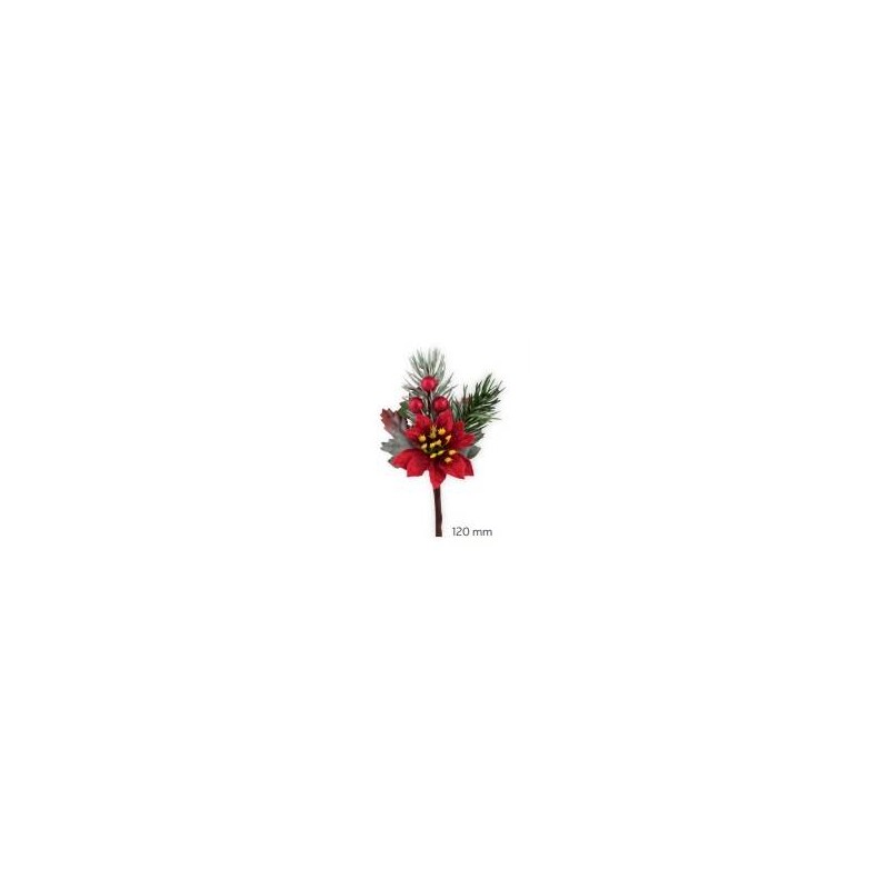 PICKS STELLA NATALE ROSSA C/BACCHE 12CM  12 pezzi