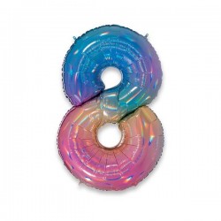 PALLONE NUMERO 8 MYLAR 102cm 40 RAINBOW