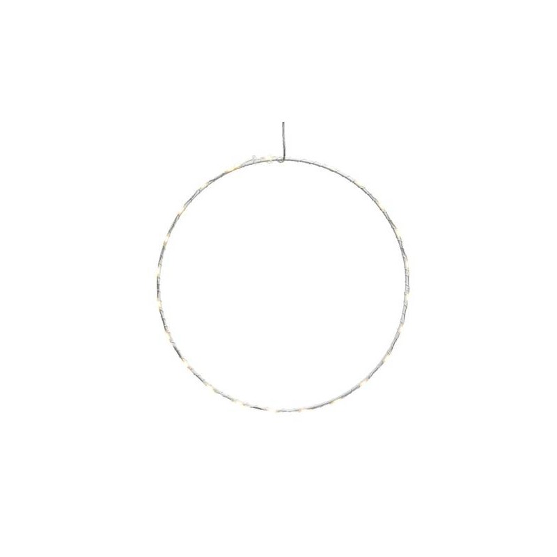 CERCHIO METALLO C/LED 60 LUCI ø50cm BIANCO CALDO DA ESTERNO