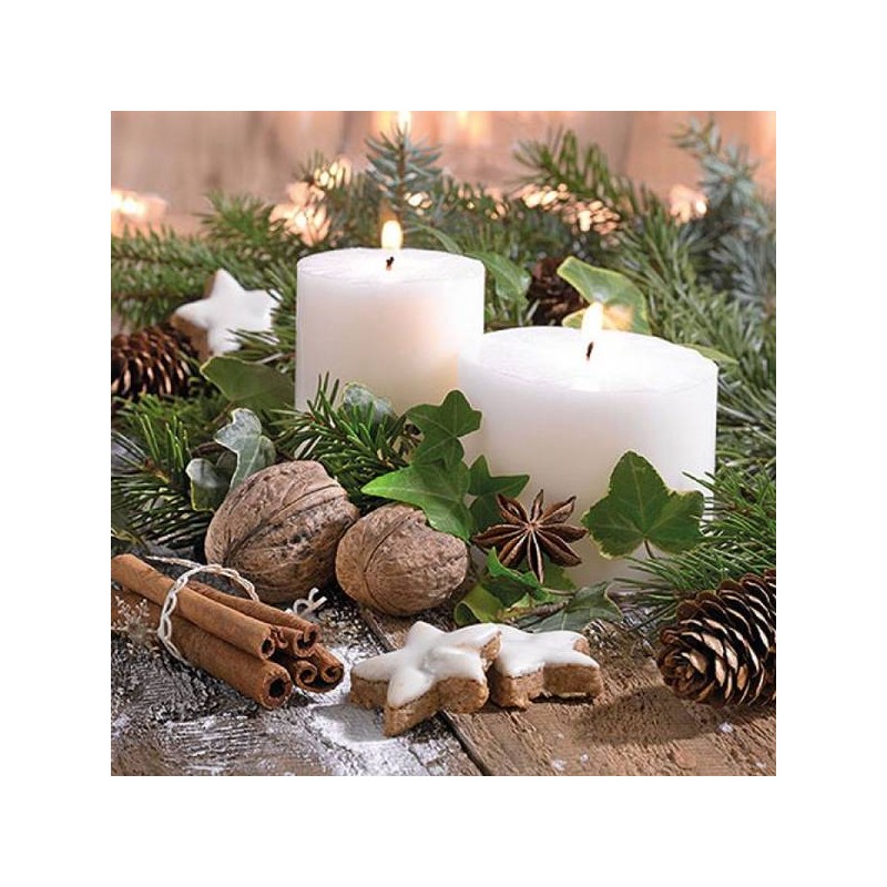 TOVAGLIOLI 33x33cm WHITE CANDELS 20pz
