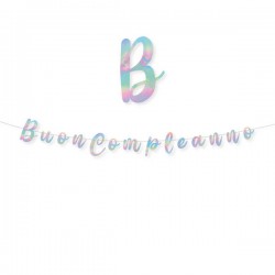 FESTONE ITALIC BUON COMPLEANNO IRIDESCENTE cm15x3mt