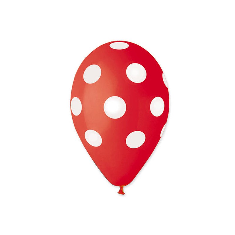 PALLONCINI LARGE 12 30cm ALL AROUND POIS ROSSO 100pz
