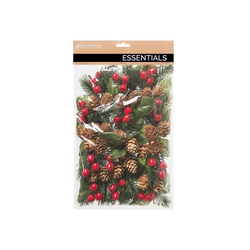 PICKS C/PIGNE E BACCHE TONDE ROSSE 17cm IN BUSTA 12pz