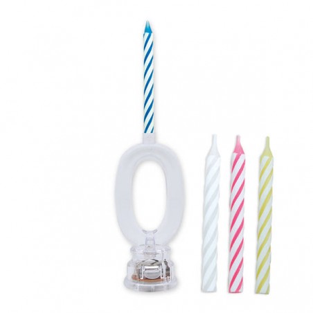 CANDELINA NUMERO PLASTICA C/LED COLOR N°0