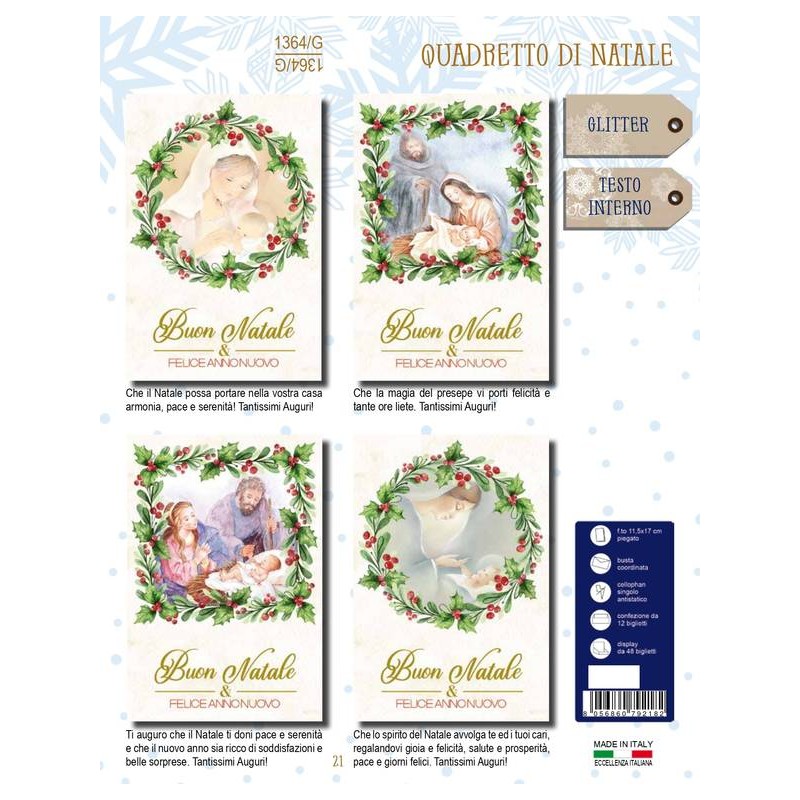 BIGLIETTO AUGURI NATALE 1364/G QUADRETTO NATALE
