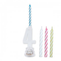 CANDELINA NUMERO PLASTICA C/LED COLOR N°4